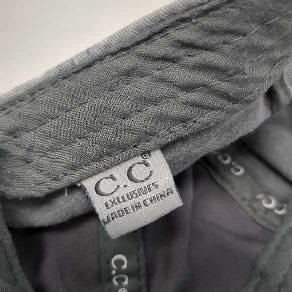C.C Exclusives Strapback Hat Gray One Size Ponytail Distressed Blank - Picture 9 of 10